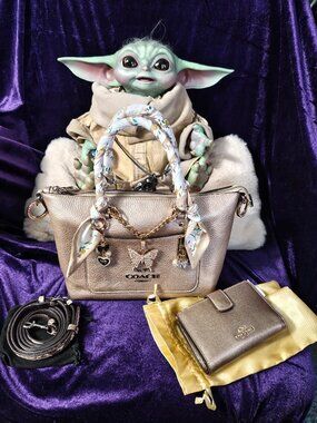 COACH Mini Emma Gold Satchel W/Coach Wallet